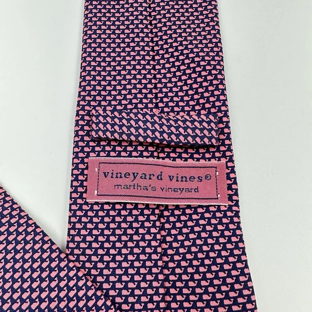 Vineyard Vines Shep & Ian Men's Silk Necktie Micro Whales Print Navy 61.5